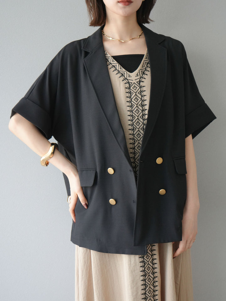 【預購】刺繡V領洋裝/米色