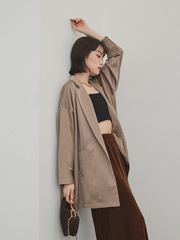 [SET] 霧面緞面外套 + 天鵝絨半身裙 (2set)