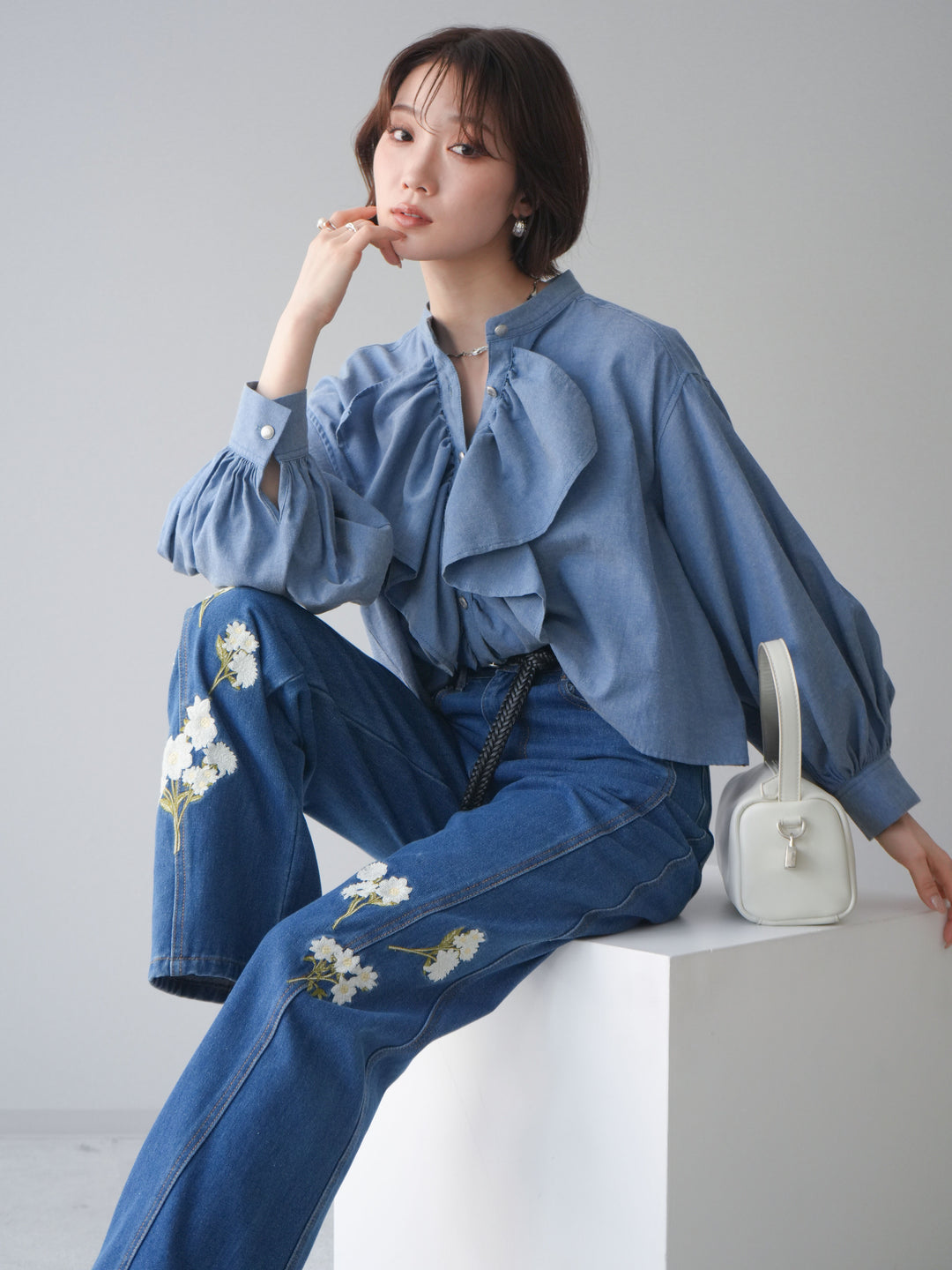 [SET]ラッフルフレアショートブラウス+ラッフルフレアショートブラウス(2set)