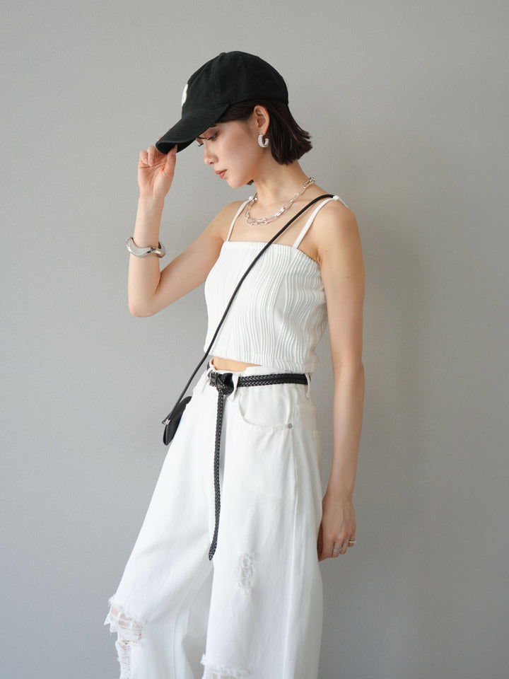 [SET]ウェーブパイピングカップ付ベアキャミソール+ウェーブパイピングカップ付ベアキャミソール(2set)