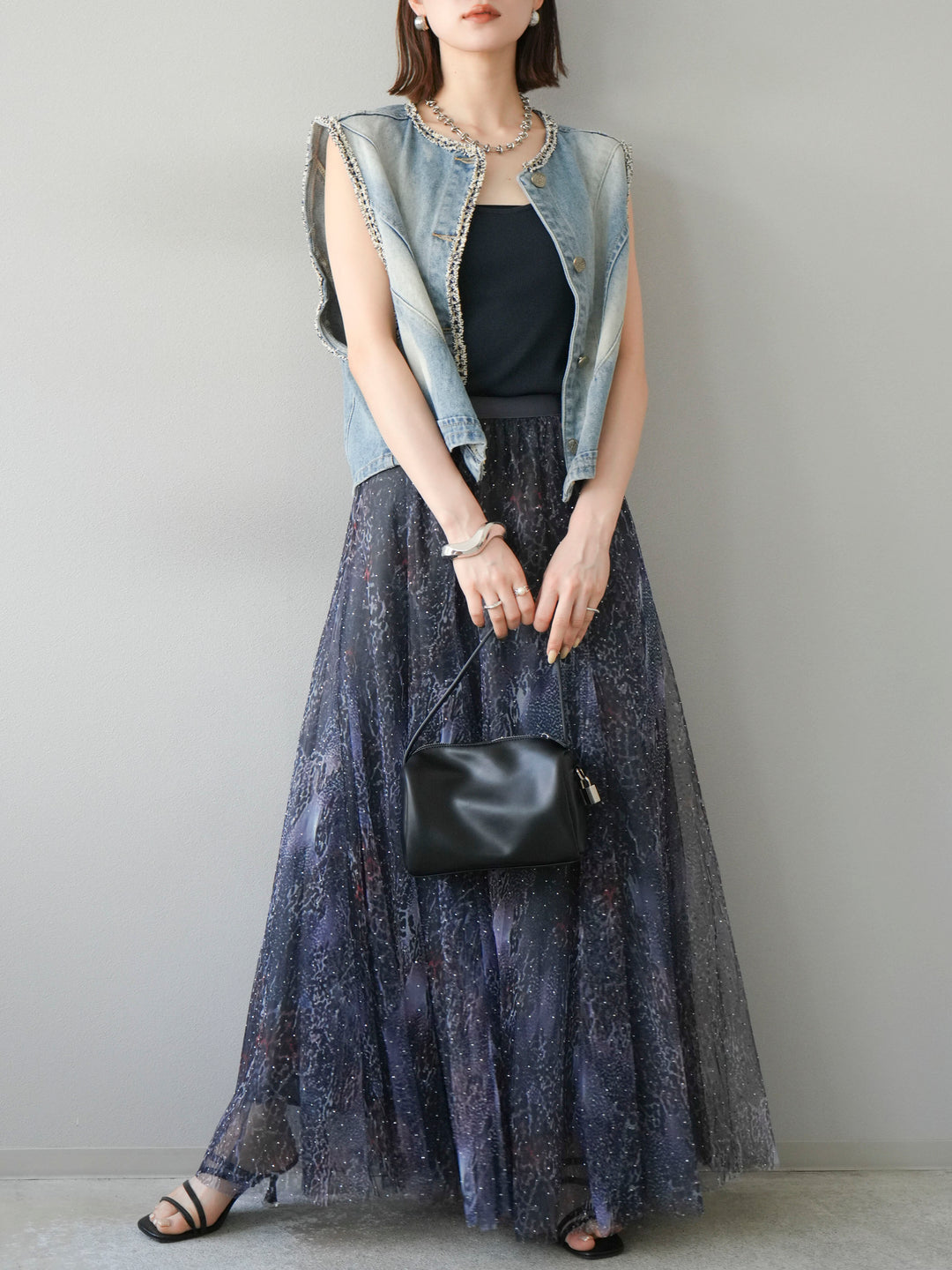 [予約]レーヨンニットキャミソール/チャコール