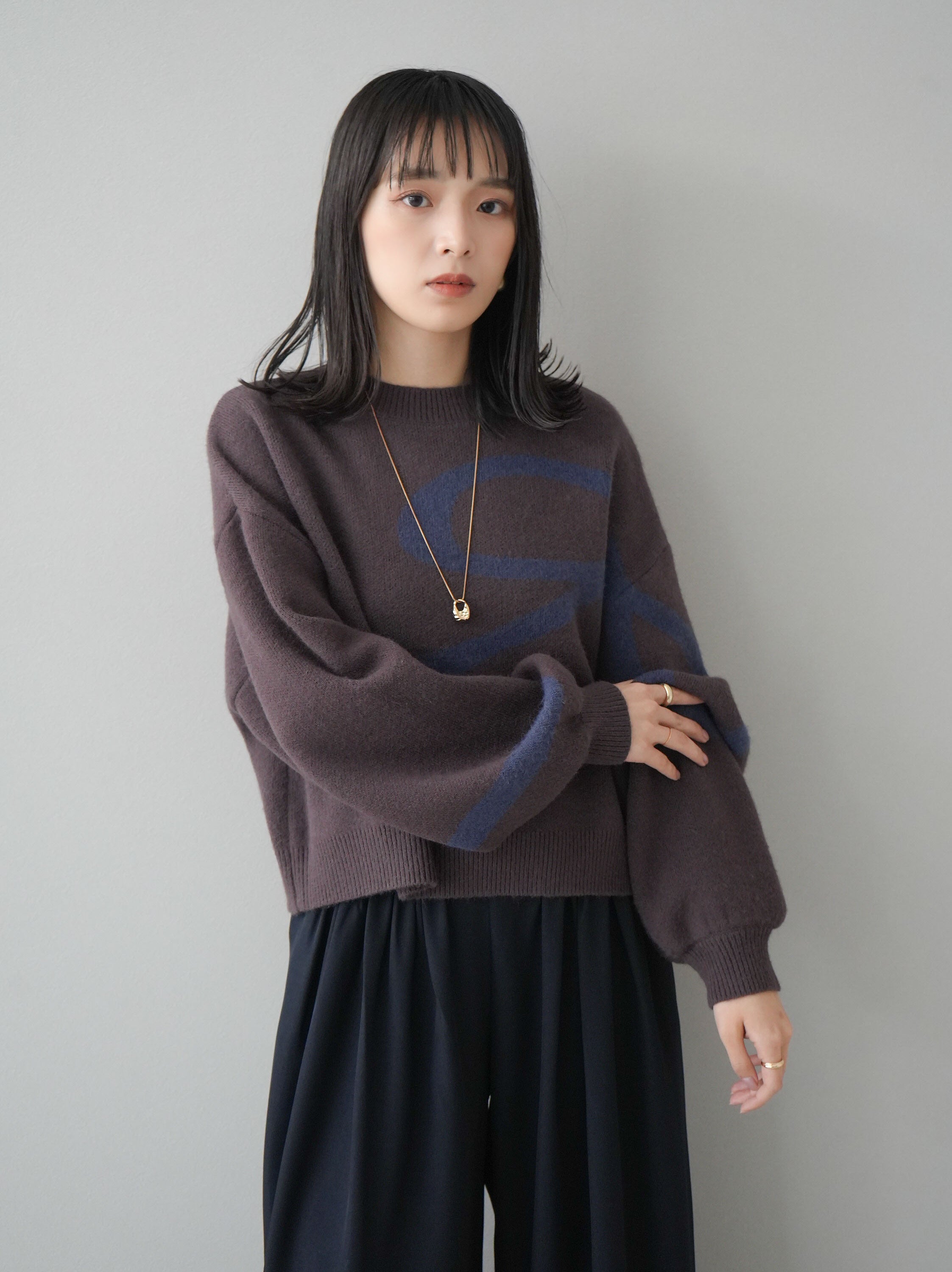 美品　デミリー　カシミア100% ボリュームスリーブ　ニットセーター　ブラウン 美品 デミリー カシミア100% ボリュームスリーブ ニットセーター