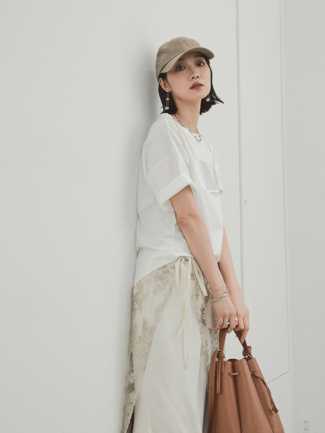 [予約]箔プリントドライタッチコットンTEE /オフ