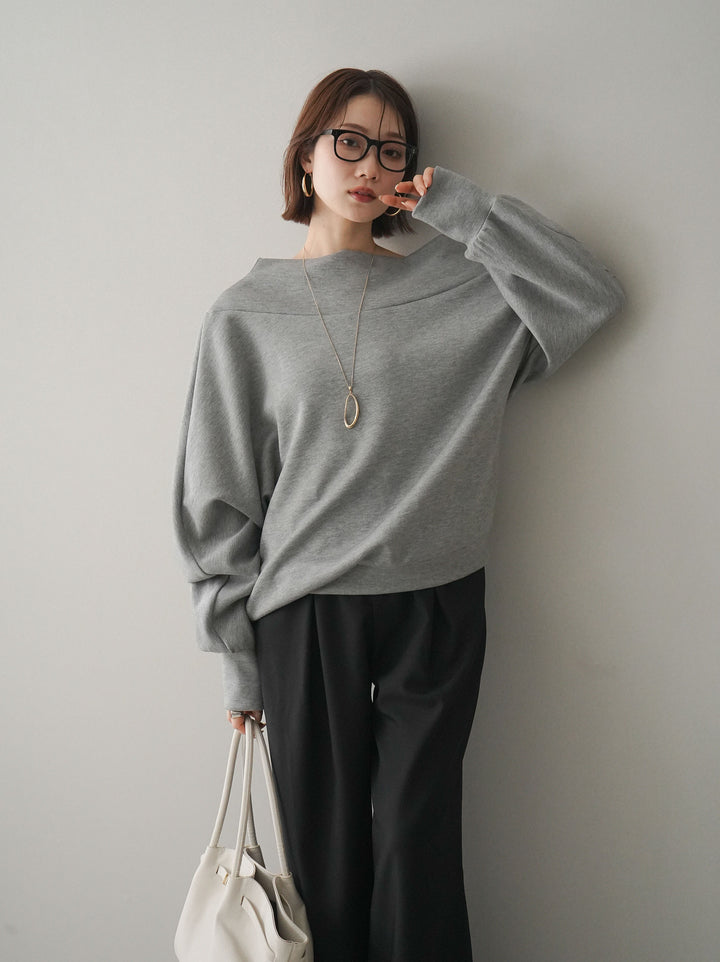 [SET]アシンメトリーオフショルポンチプルオーバー+アシンメトリーオフショルポンチプルオーバー(2set)