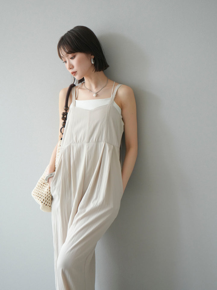 [予約]リネンライクビスチェデザインサロペット/エクリュ