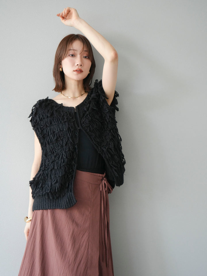 [予約]ループデザインベスト/ブラック