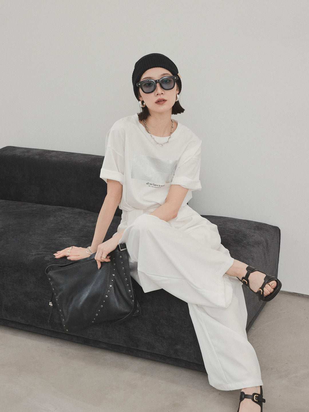 [予約]箔プリントドライタッチコットンTEE /オフ