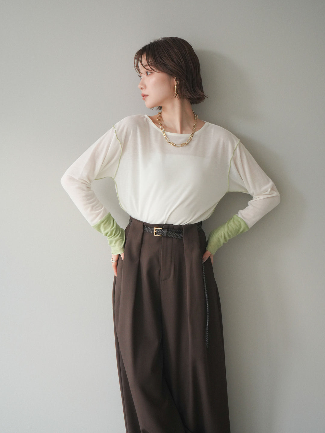 [SET]配色メロウトップス+配色メロウトップス(2set)