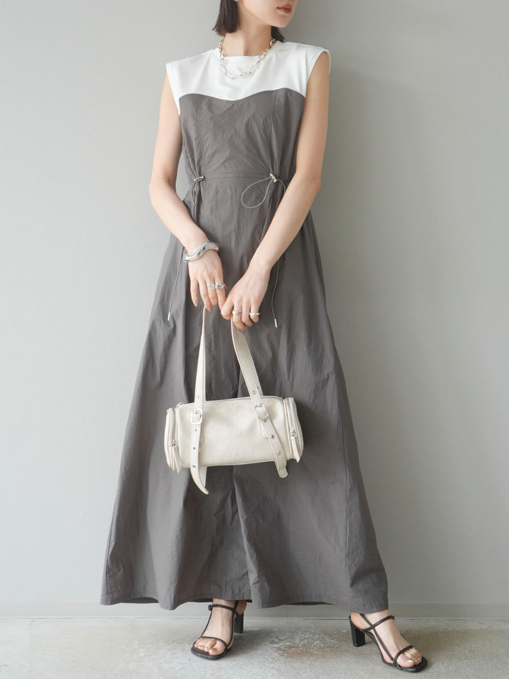 [予約]カットドッキングナイロンワンピース/モカ