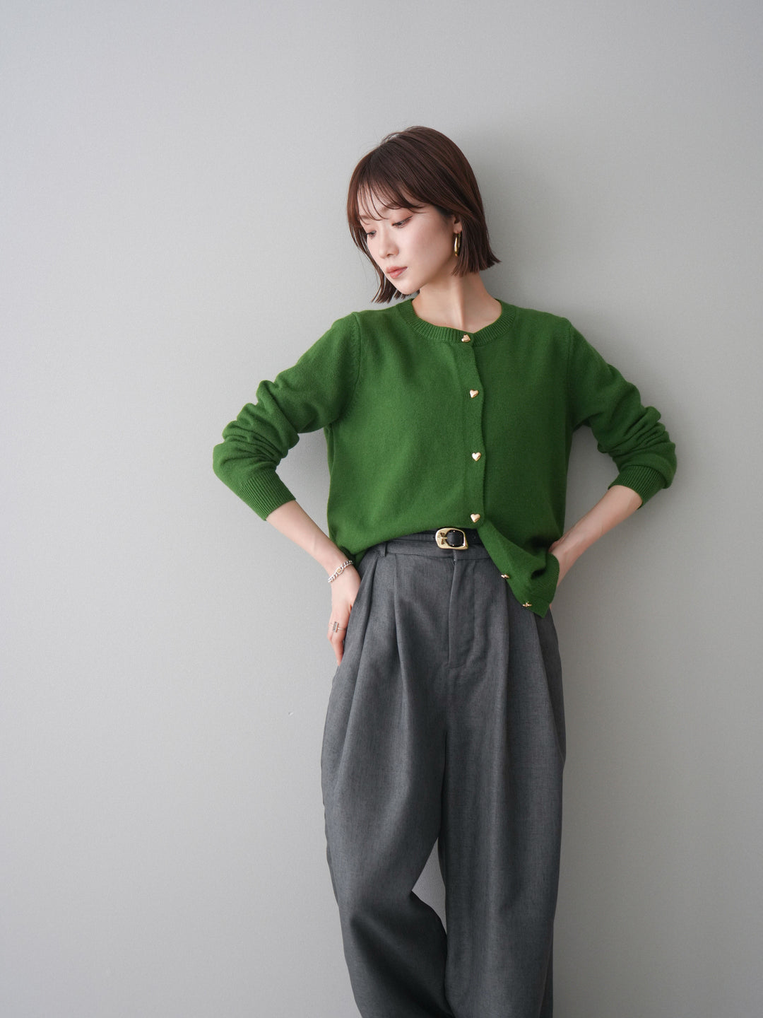 [SET]ハートボタンニットカーディガン+ハートボタンニットカーディガン(2set)