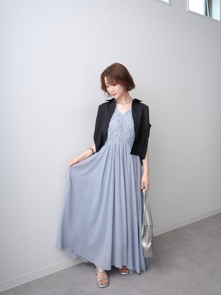 [予約]クロシェシフォンキャミワンピース/lightblue