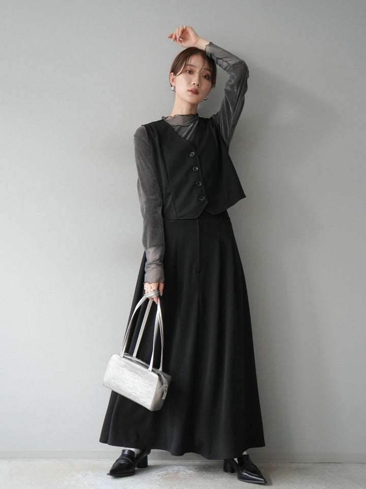 [予約]シアー切替ベロアトップス/チャコール