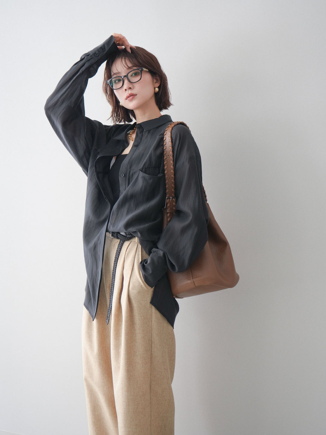[予約]シアーオーバーシャツ/black