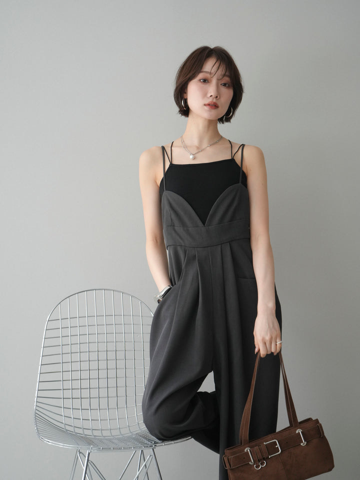 [予約]バックデザインサロペット/charcoal