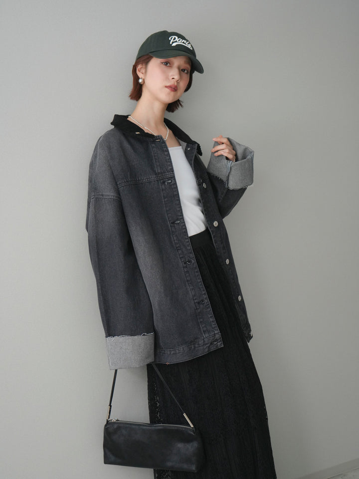 [予約]コーデュロイ×デニムミドルジャケット/gray