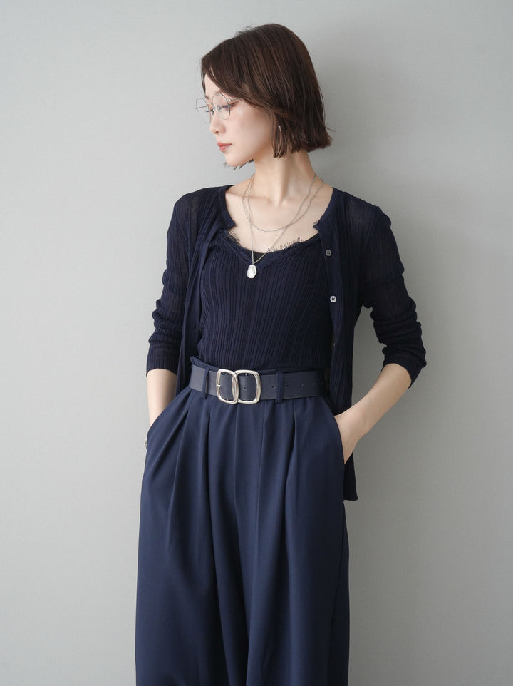 [予約]インナーレースキャミソール＆カーディガンアンサンブル/navy