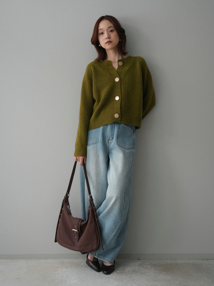 [予約]BIGボタンニットカーディガン/ green