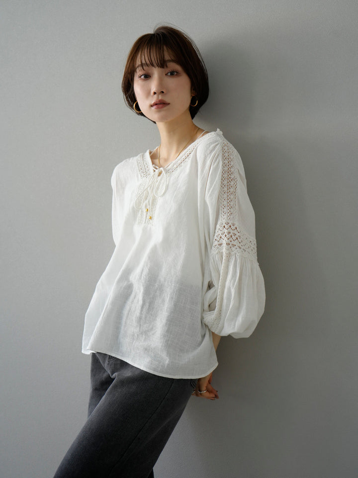 [SET] Cotton lace blouse + cotton lace blouse (2set)