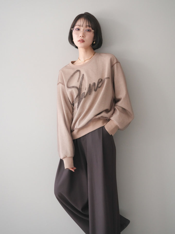 [予約]チュールレイヤードロゴスエットプルオーバー/beige