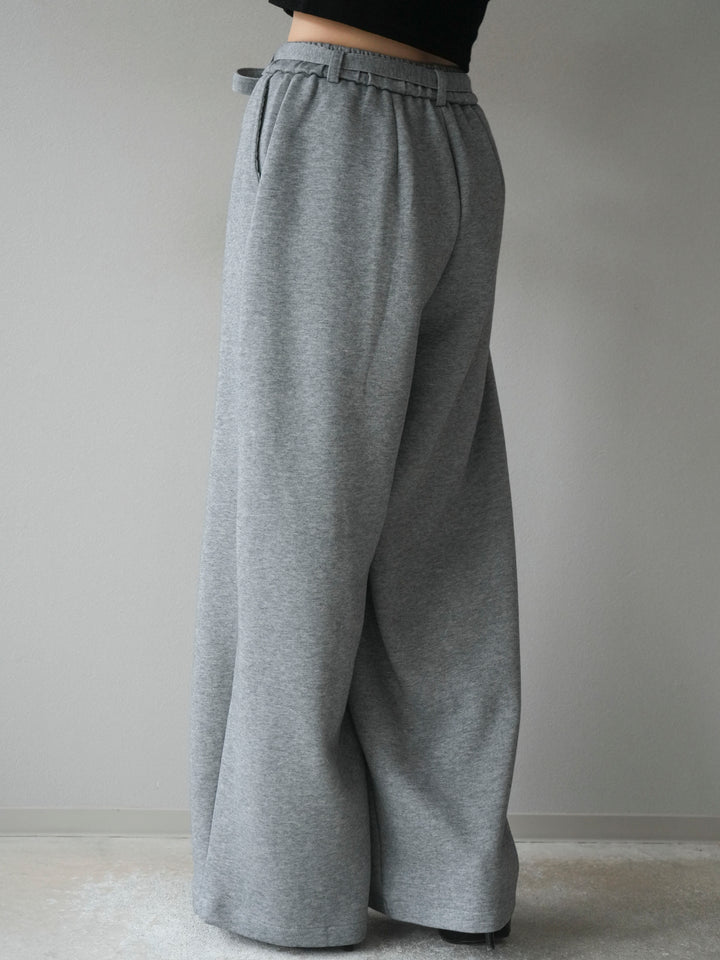 [予約]ベルト付スウェットワイドパンツ/gray