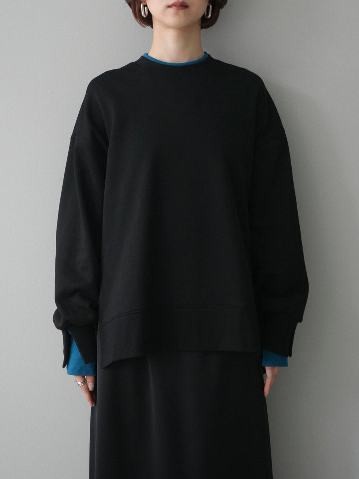 [予約]配色レイヤードデザインスエットプルオーバー/black