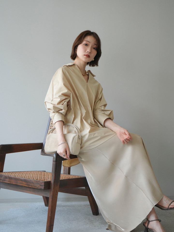 [予約]ウエストギャザースキッパーシャツ/beige
