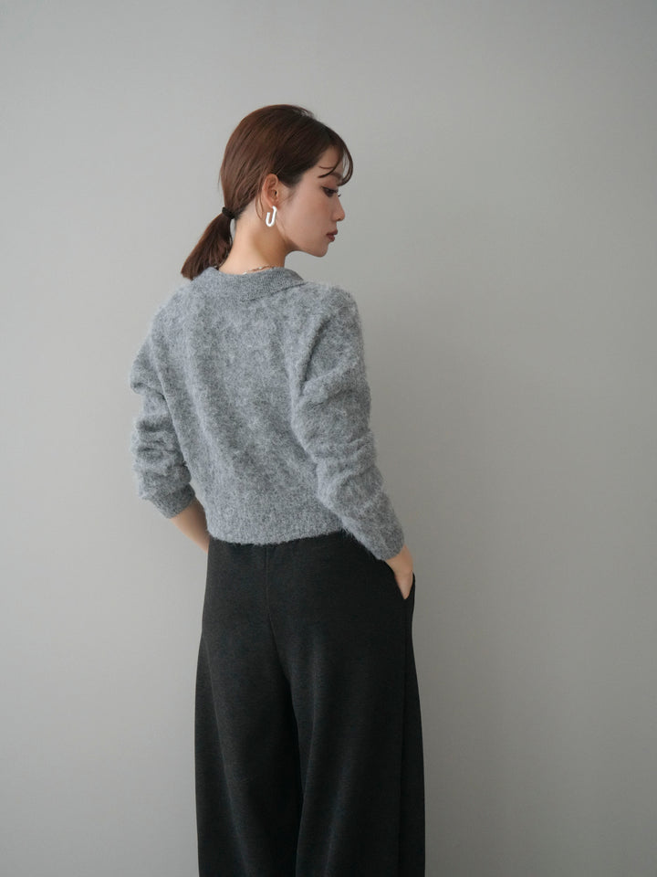 [予約]モヘア衿付きボタンプルオーバー/charcoal