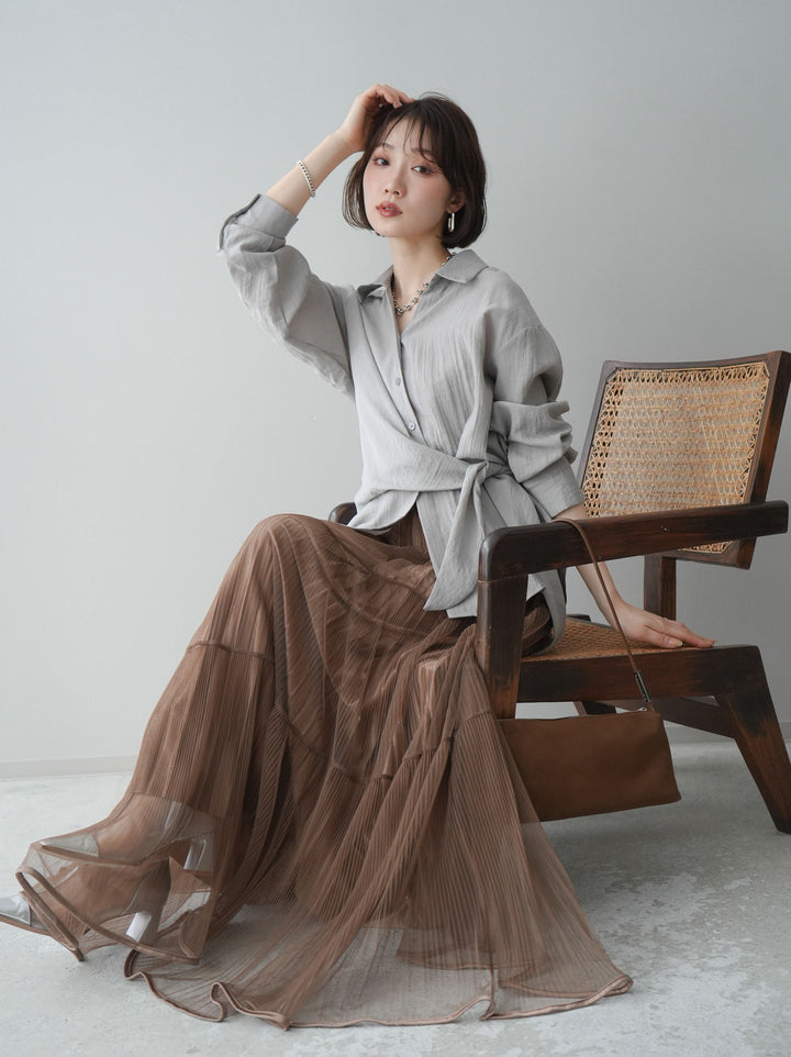 [予約]フロントアシンメトリーブラウス/gray