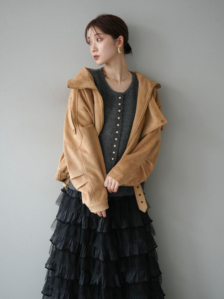 [予約]スエードライダースジャケット/ベージュ