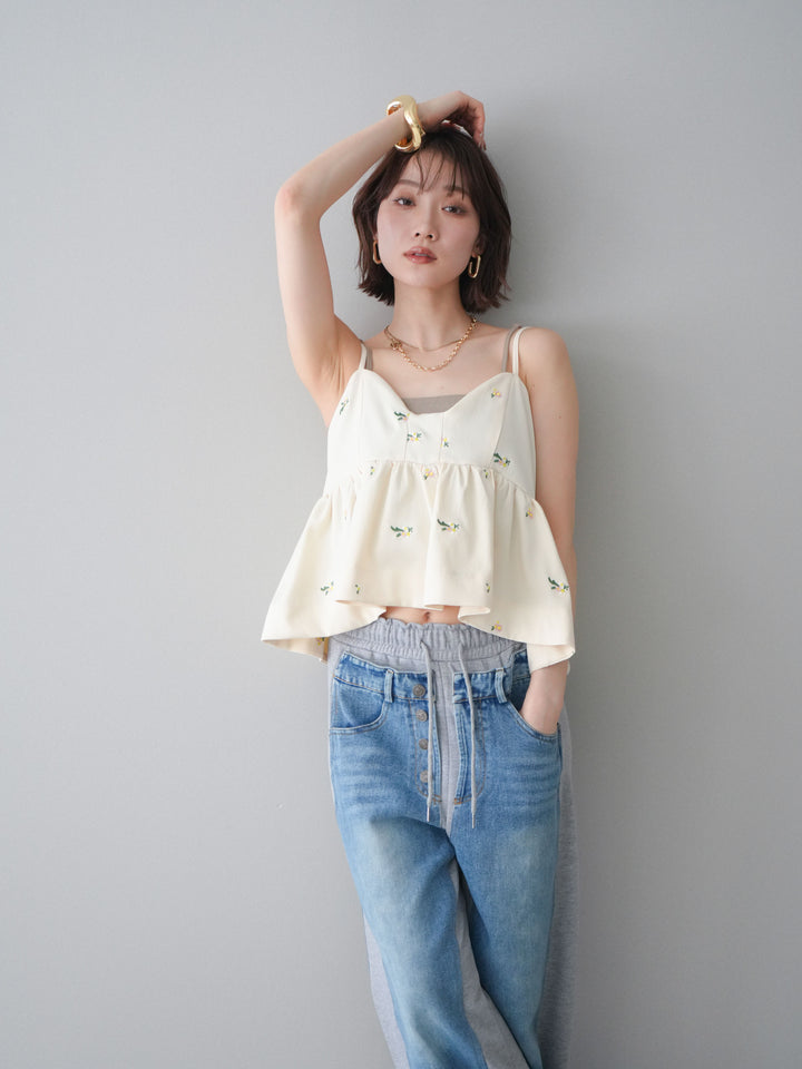[予約]フラワー刺繍ビスチェ/ivory
