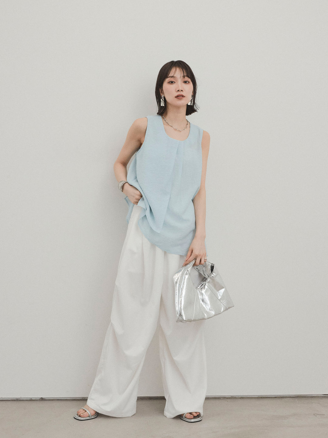 [預購] Design Loop 側邊褶褲/白色