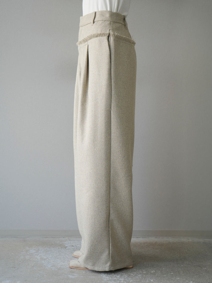 [予約]ウエストフリンジツイードワイドパンツ/アイボリー