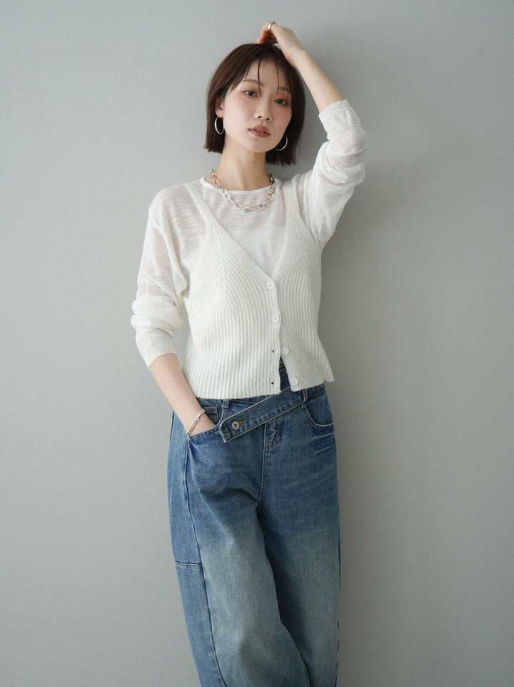 [予約]ビスチェアンサンブルシアーニット/white