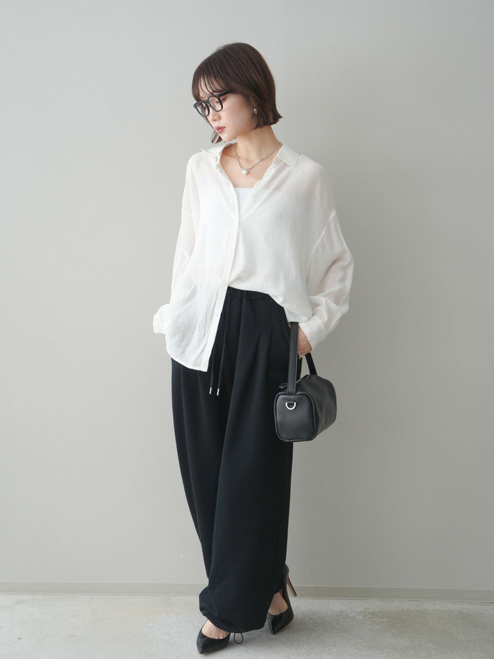[予約]裾ドロストタックスウェットパンツ/black