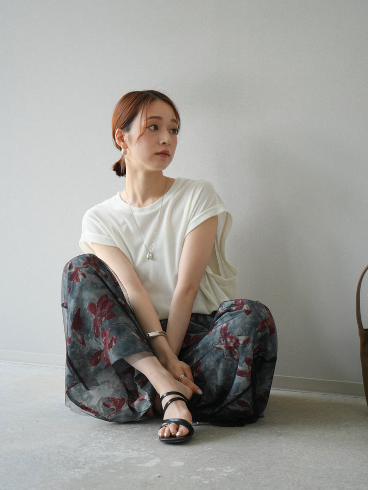 [予約]シアーフロッキーベロアルーズノースリーブTシャツ/オフシロ