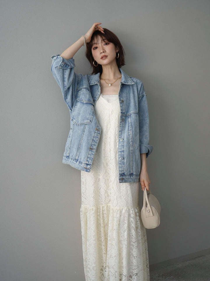 [SET]ギャザー切替レースキャミワンピース+ギャザー切替レースキャミワンピース(2set)