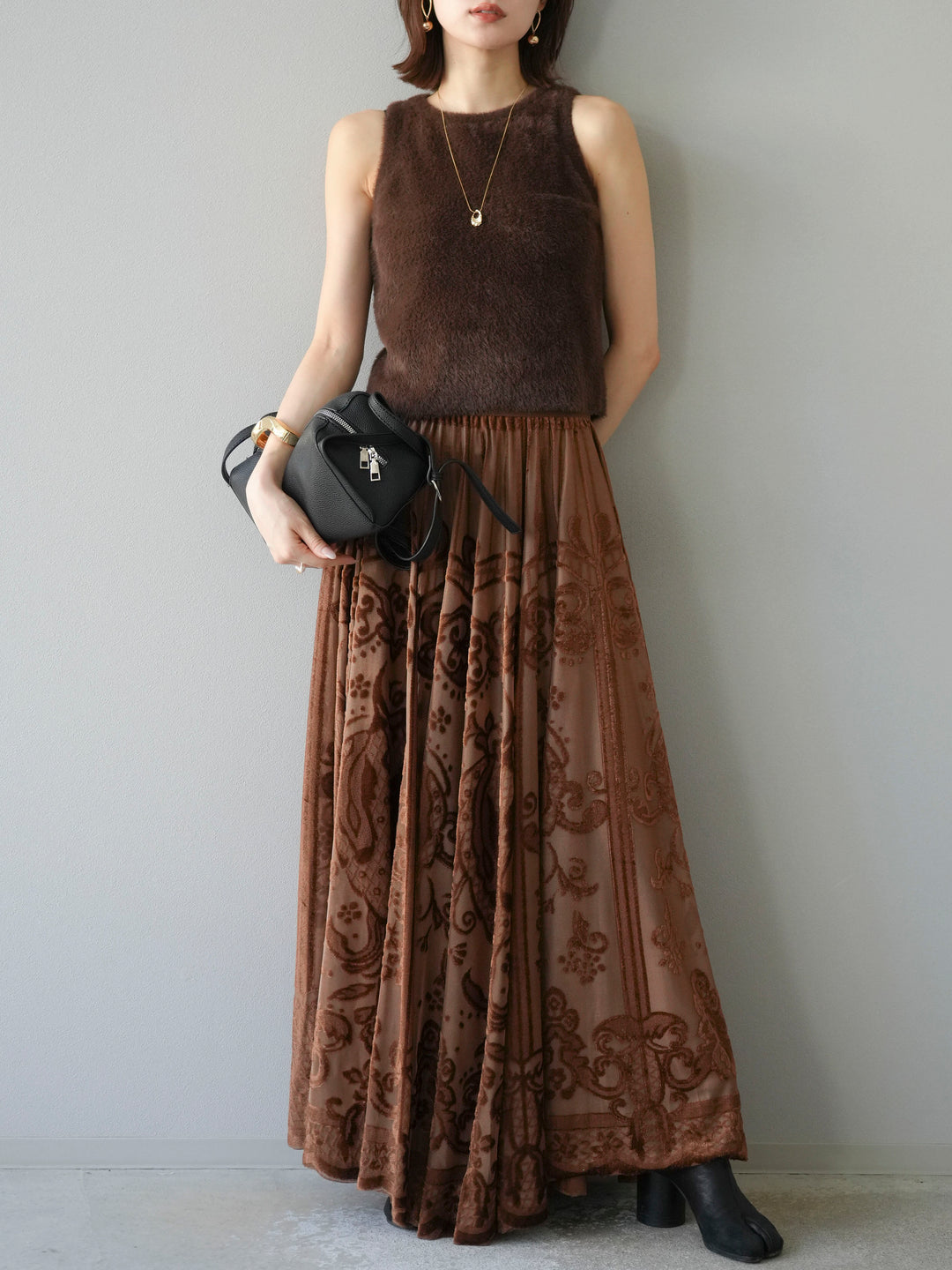 [予約]シャギーニットタンクトップ/ブラウン