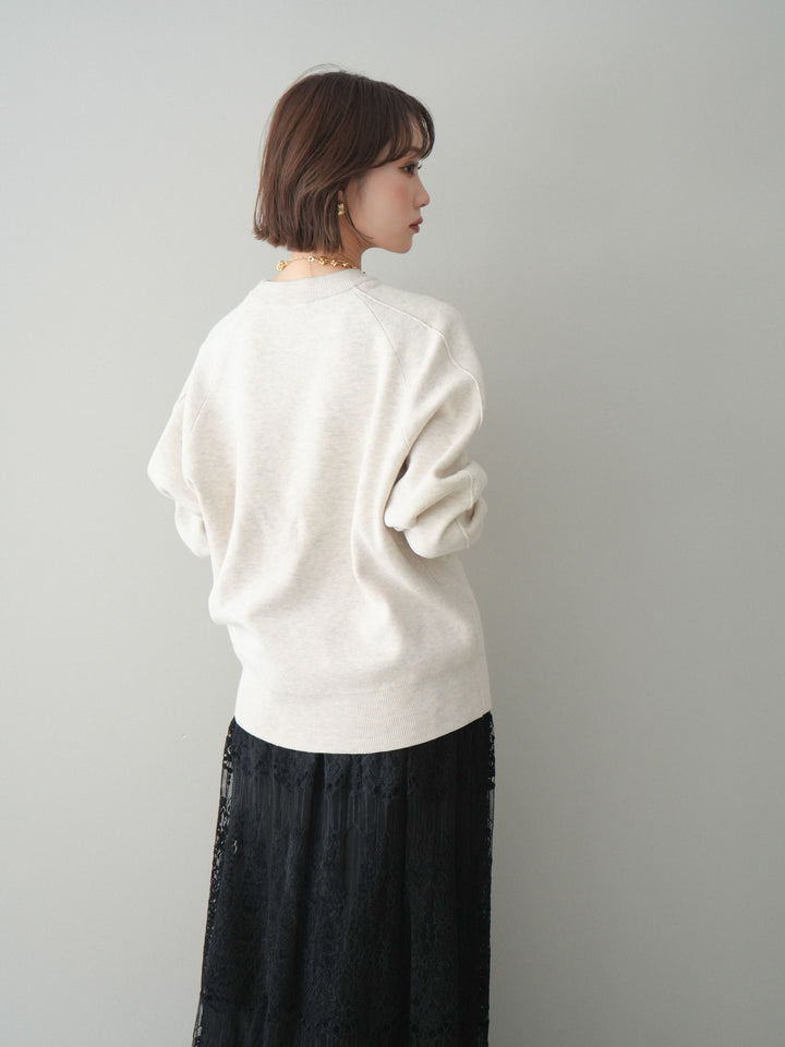 [予約]半ラバープリントロゴスウェットライクニットプルオーバー/oatmeal