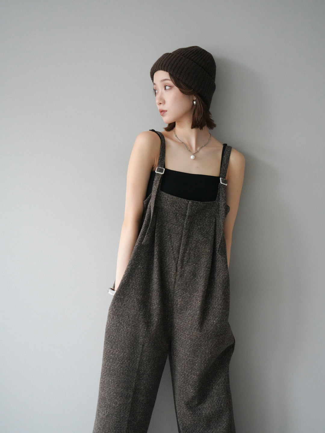 [予約]ツイードベアサロペット/ブラウン