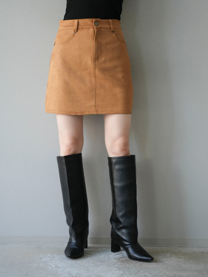 [予約]スエードペチパンツ付ミニスカート/ベージュ