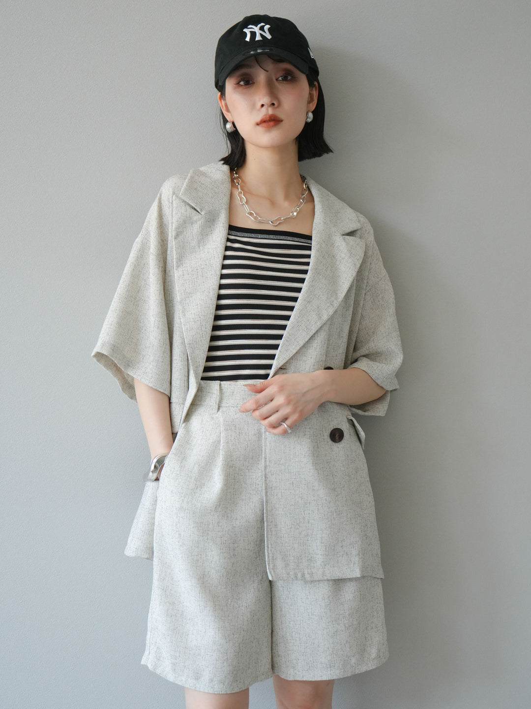 [SET]サマーツイードハーフジャケット+サマーツイードハーフパンツ(2set)