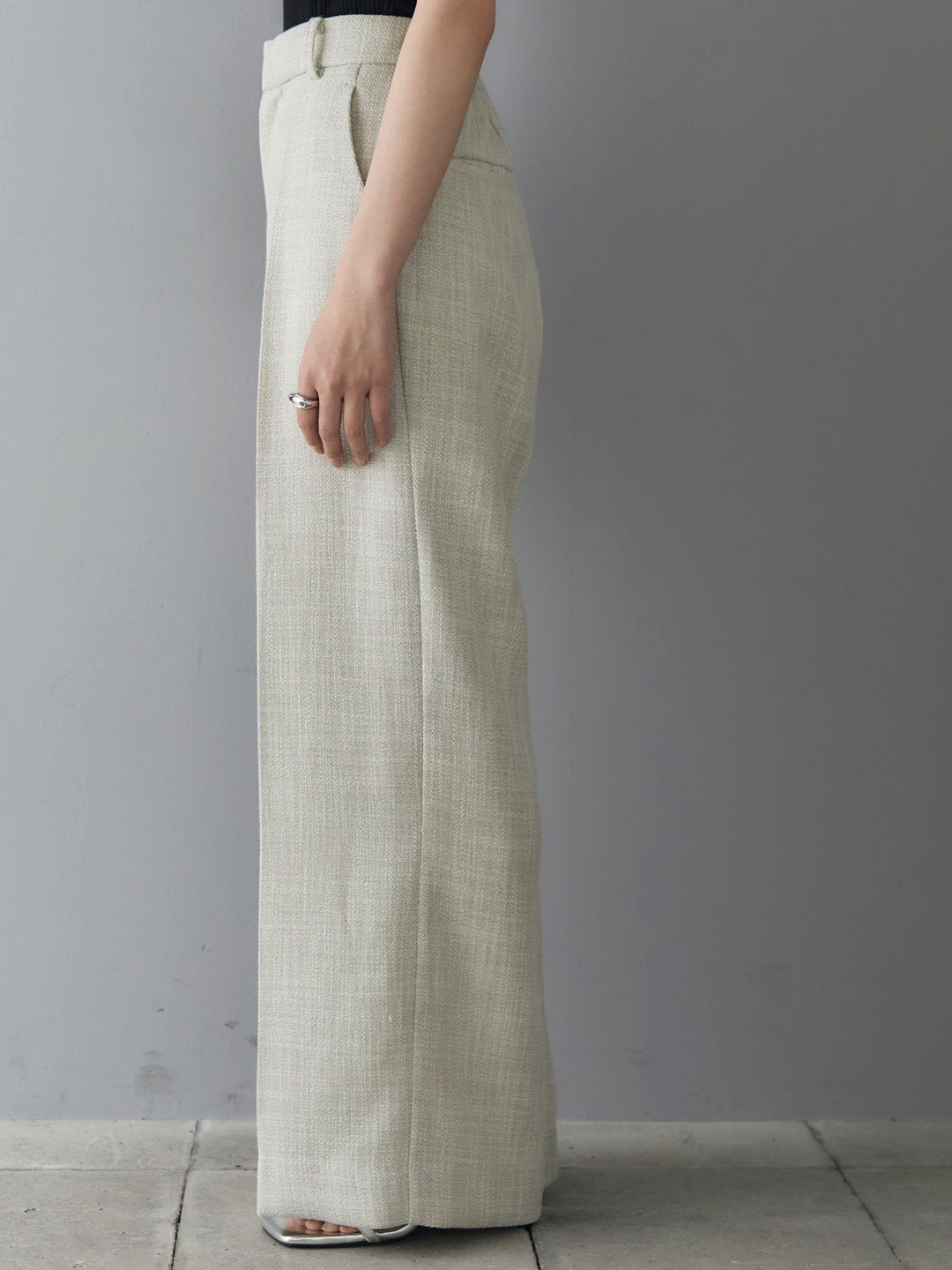 [Pre-order] Linen-touch wide pants/beige