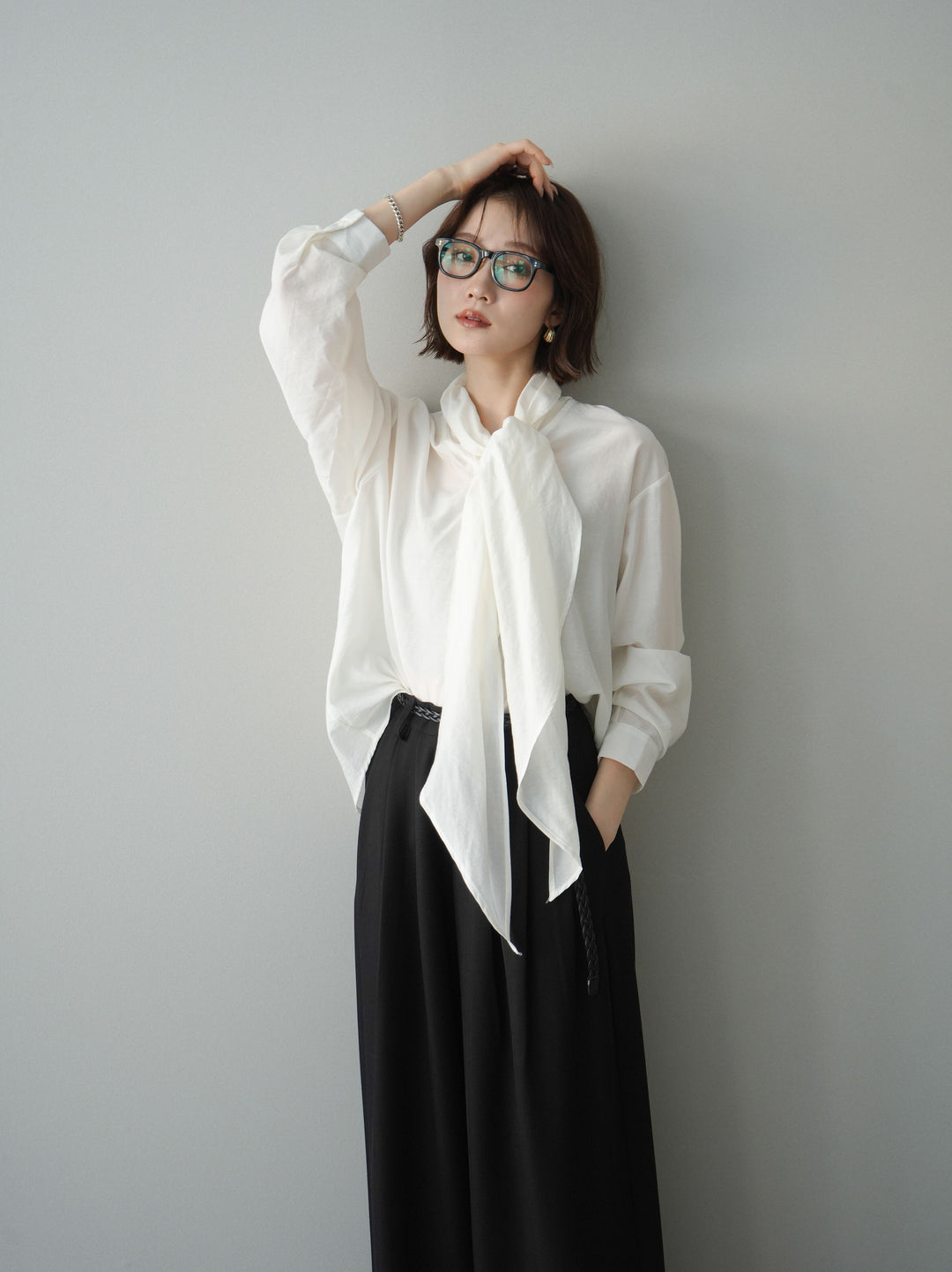 [予約]シアーボウタイブラウス/ivory