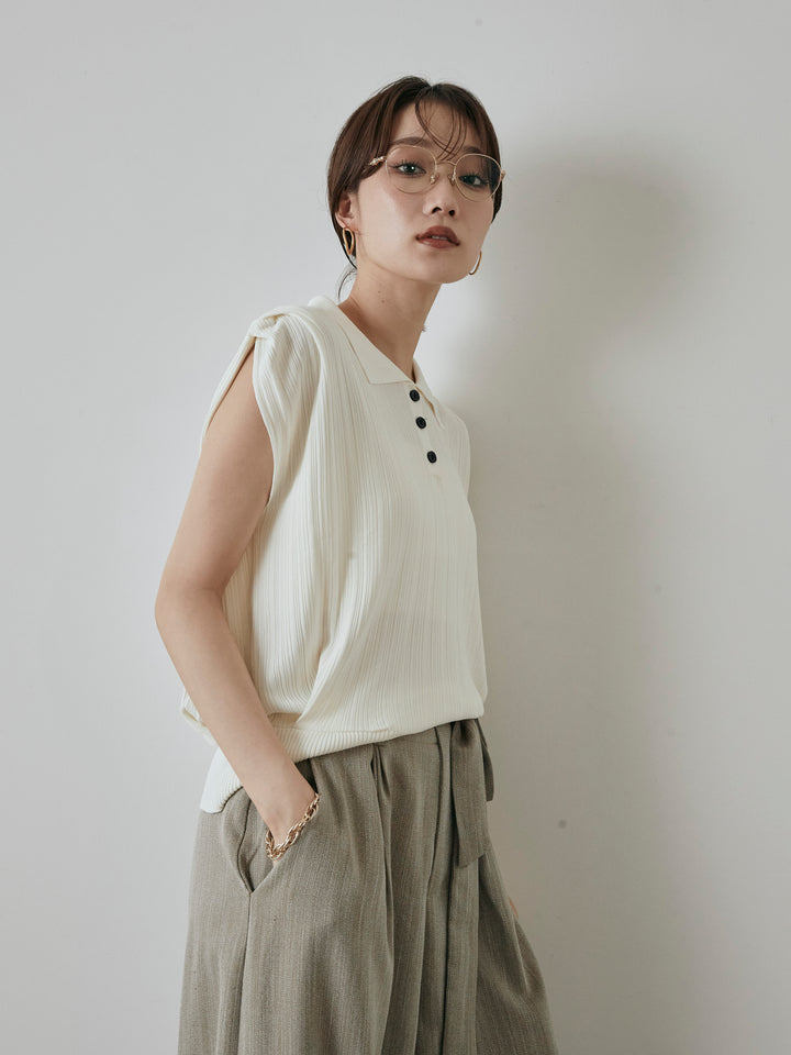 [予約]ランダムリブポロニットベスト/オフ