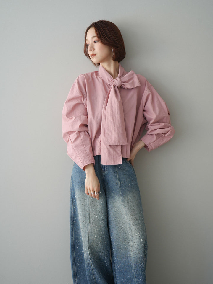 [SET]ボウタイ裾プリーツライトジャケット+ボウタイ裾プリーツライトジャケット(2set)