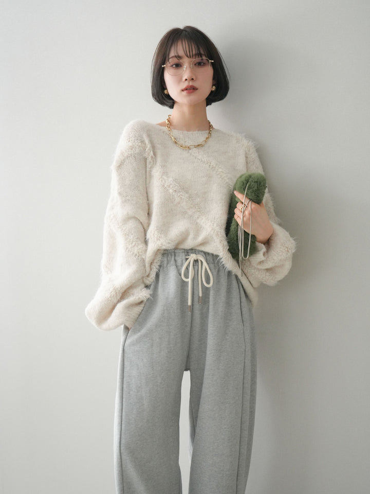 [SET]シャギーデザインニットプルオーバー+シャギーデザインニットプルオーバー(2set)