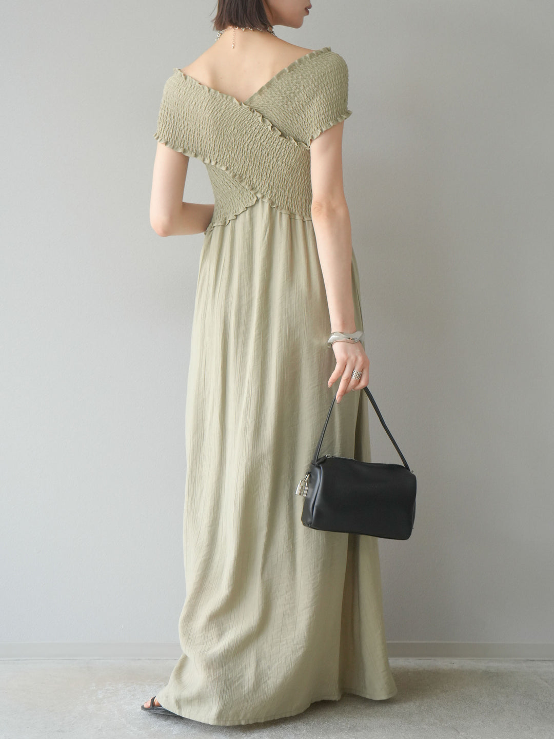 [SET]シャーリングクロスワンピース+シャーリングクロスワンピース(2set)