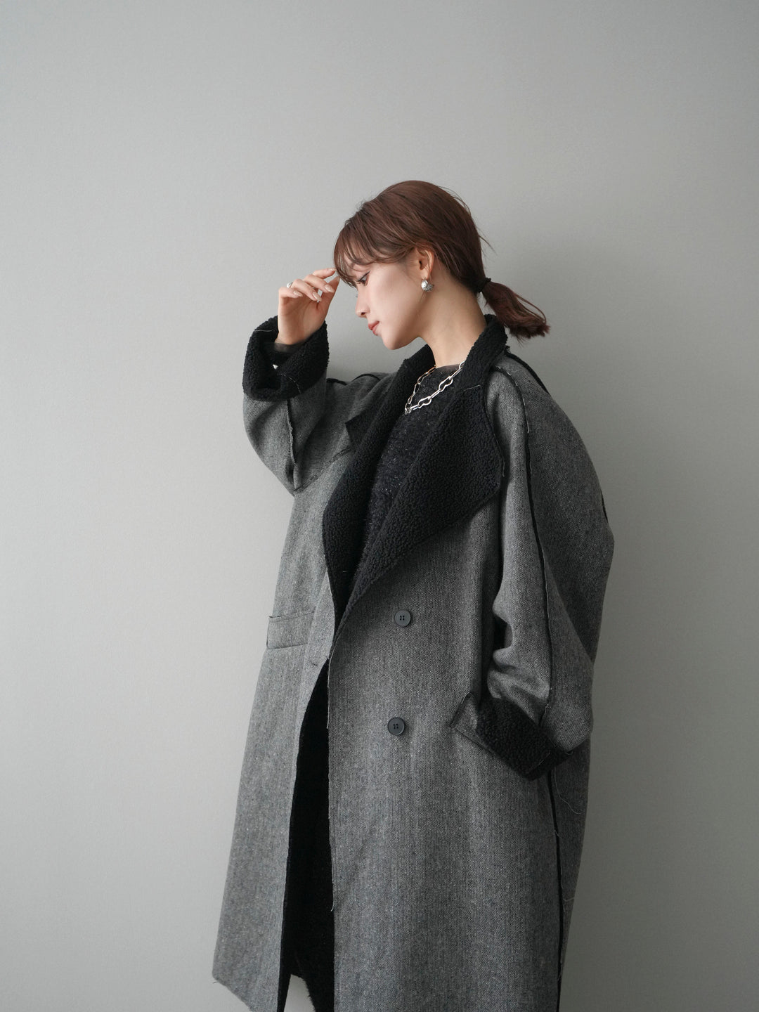 [予約]アウトシーム裏ボアコート/gray