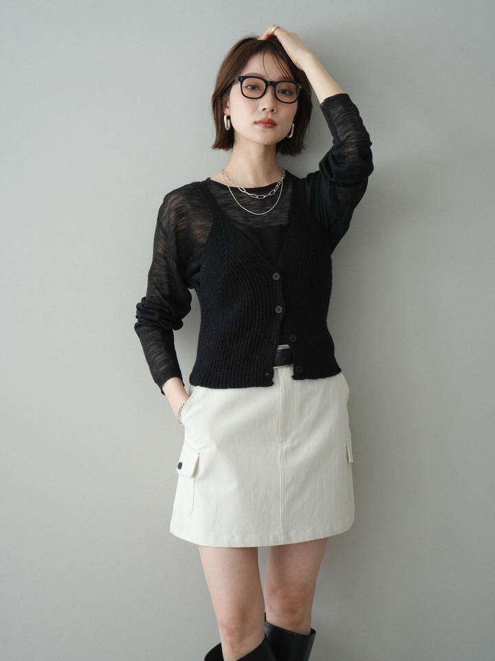 [予約]ビスチェアンサンブルシアーニット/black