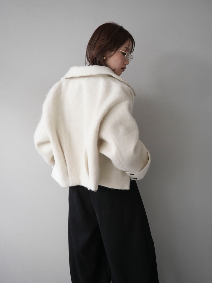 [予約]袖ビックループシャギージップブルゾン/ivory